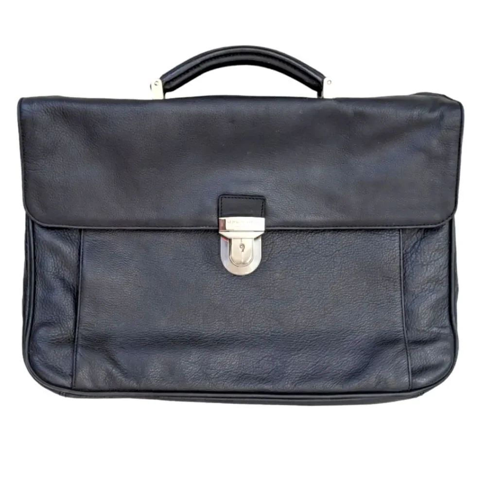 A.G. Spalding & Bros. New York Black Leather Messenger Briefcase Work & Office
